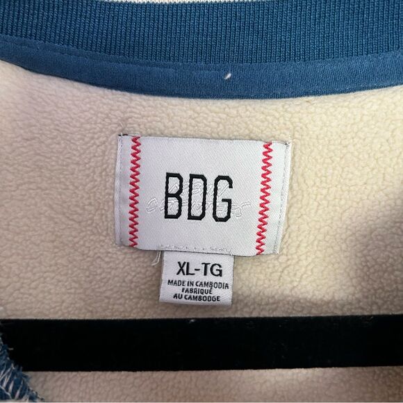 BDG Urban Outfitters Collins Fleece Pullover Sweatshirt Teddy Varsity Preppy XL - Picture 7 of 10